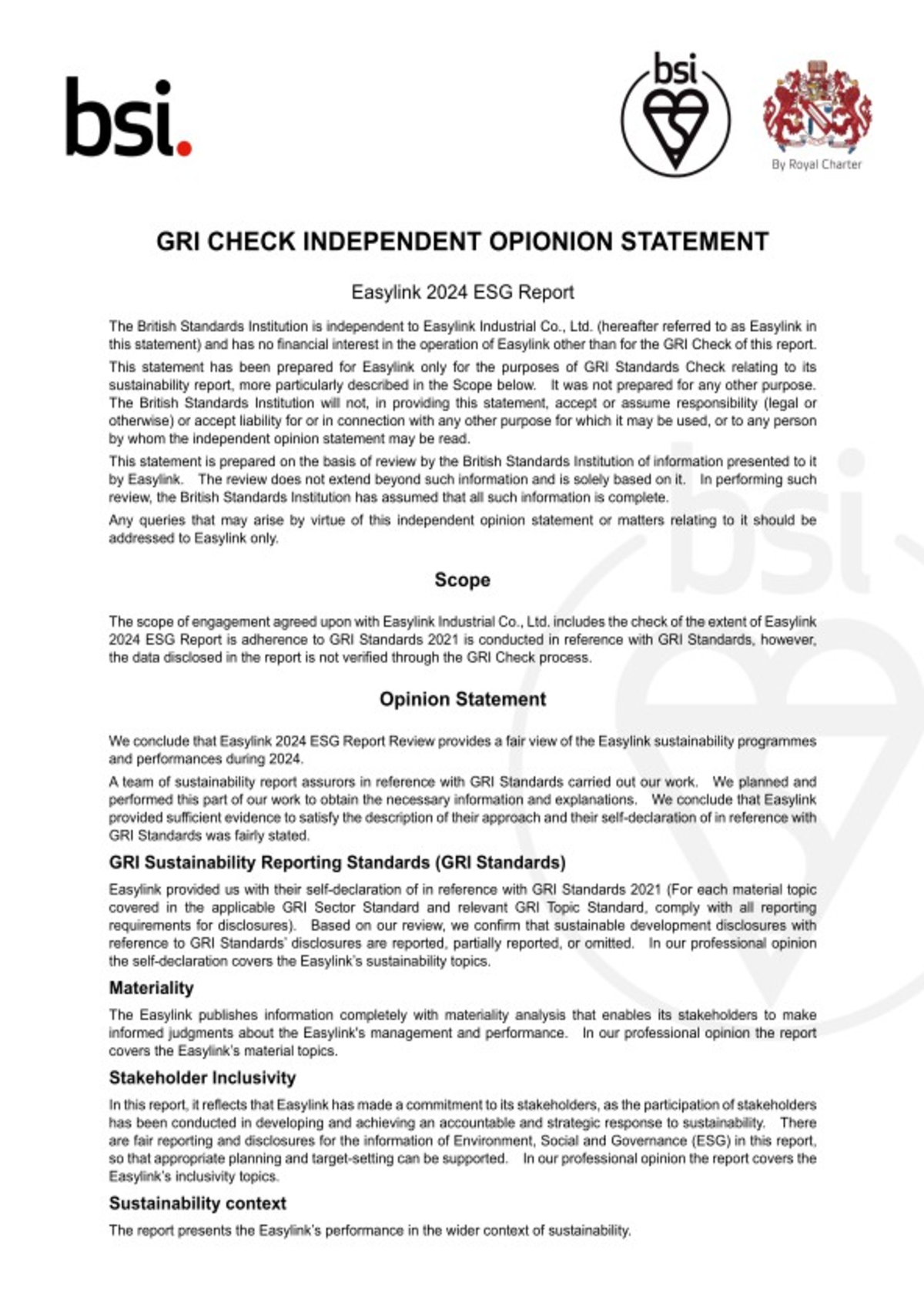 GRI assurance statement (English)